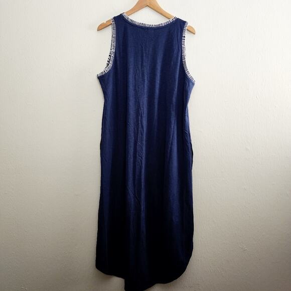 Nic + Zoe NZT Scoop Neck T-Shirt Knit Stitch Tank Midi Dress in Navy - Picture 11 of 11